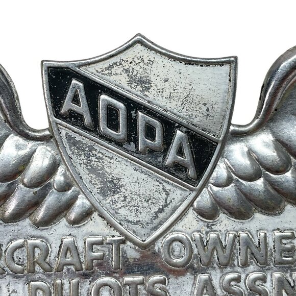 Vintage 50s AOPA Aircraft Owners Pilots Assn License Plate Topper Wings Aviation - Picture 3 of 7